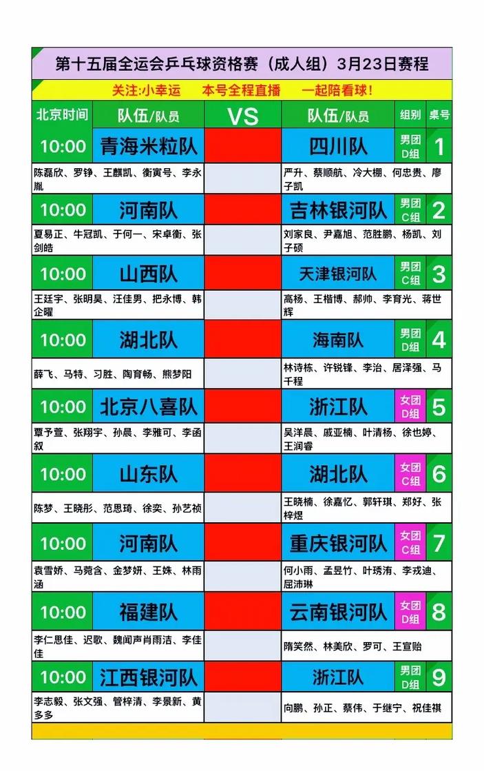 全运会乒乓球2021赛程在哪看